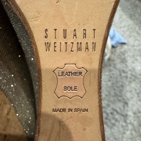 Stuart Weitzman Anna Platinum Noir Wedge Open Toe Women’s - Picture 6 of 6